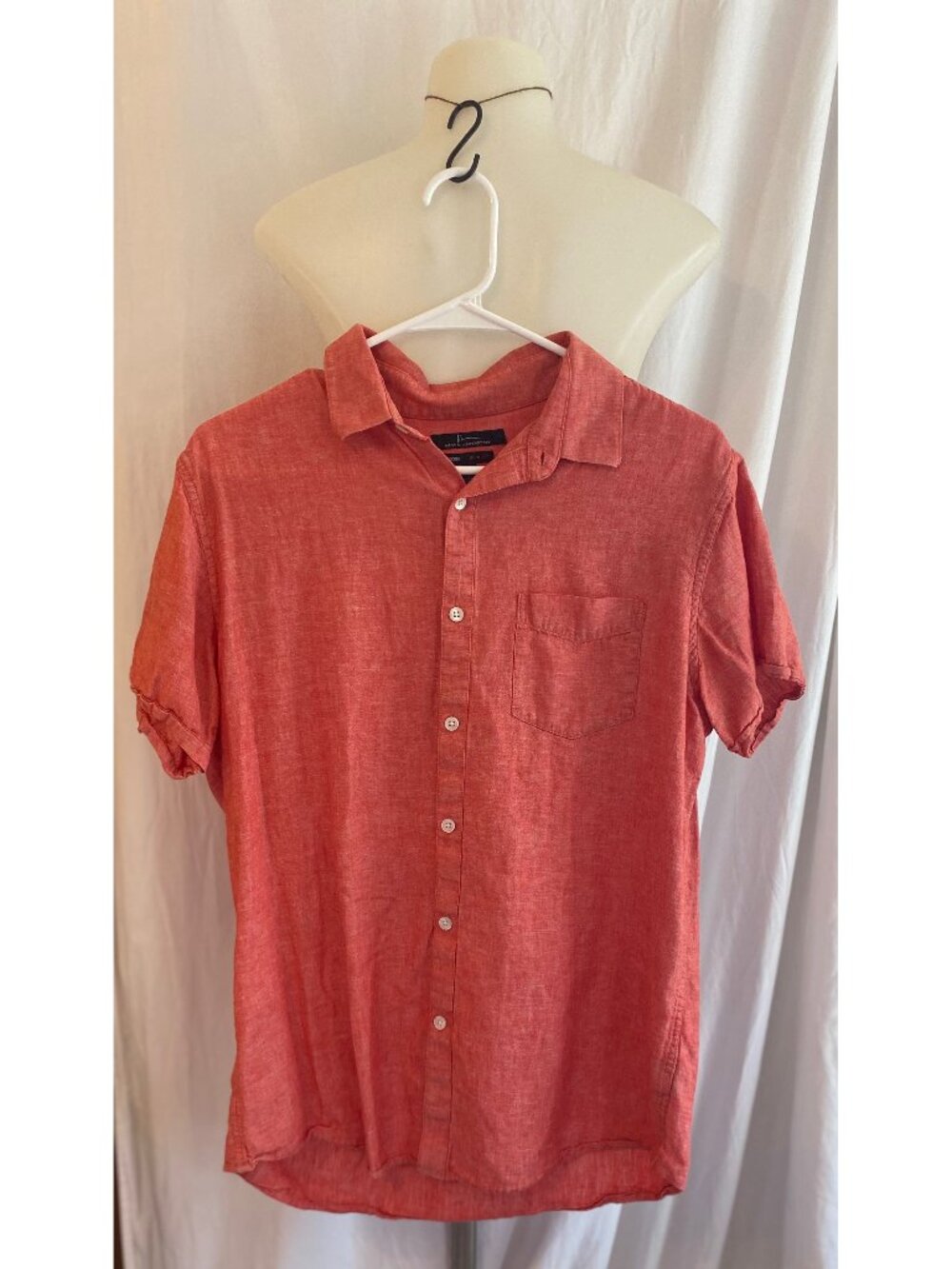 Marc Anthony Coral Luxury Slim Men's Linen Short Sleeve Button Down Shirt M